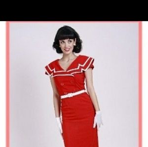 Tatyana Bettie Page Red Sailor Dress Medium pinup